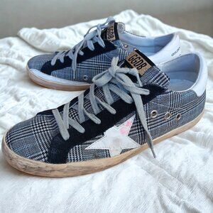 Golden Goose Superstar Plaid Low Top Sneakers 39 8 8.5 9 Leather